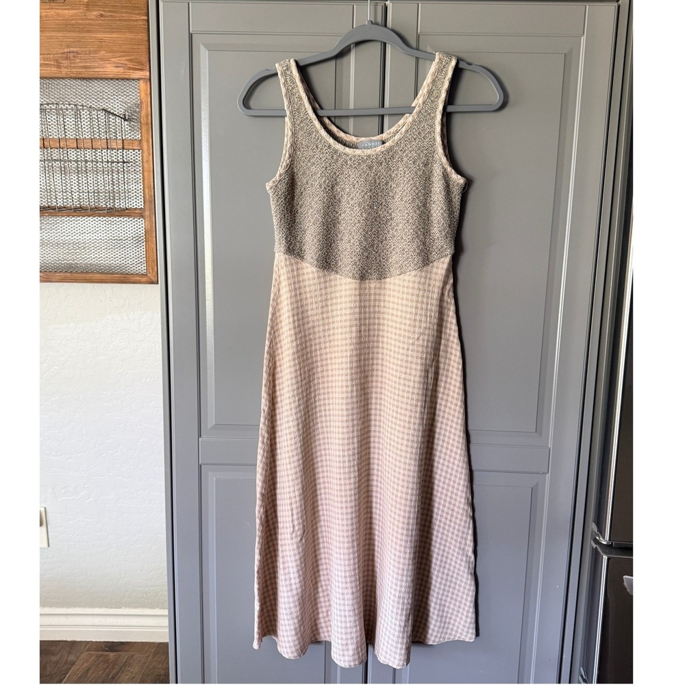 Rabbit Rabbit‎ Rabbit Designs Vintage Gingham Boucle Midi Dress, Tan Pink, 6
